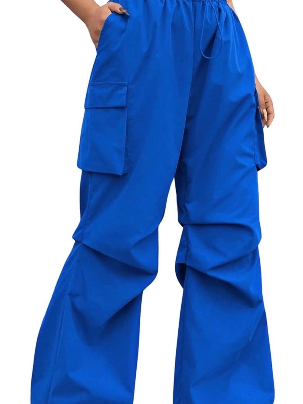 Amazon Wide Leg Cargo Pants in Bright Blue